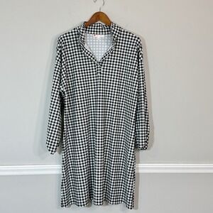 Jude Connally Dress Womens Sz LG Gingham Iris Florence Jude Cloth USA Made Black